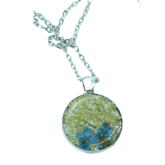 Natürlicher Blumenanhänger, handgefertigter Epoxidschmuck