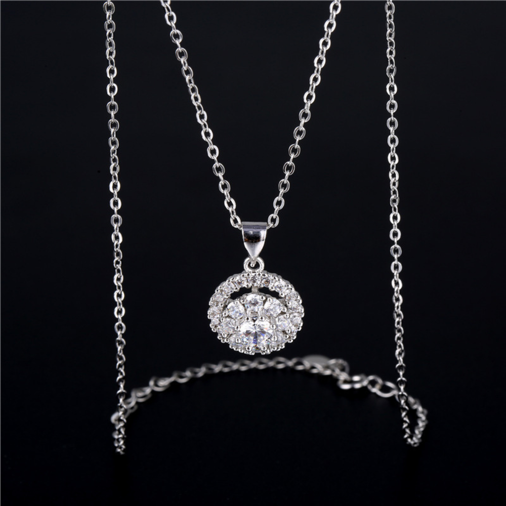 925 Sterling Silber Runde Anhänger Halskette -Modeschmuck für Frauen