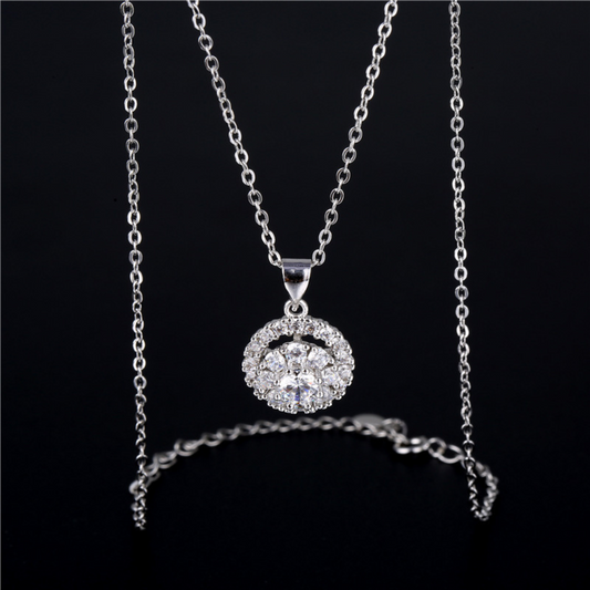 Damen Silber Halskette mit rundem Anhänger Elegante Halskette aus 925er Sterlingsilber