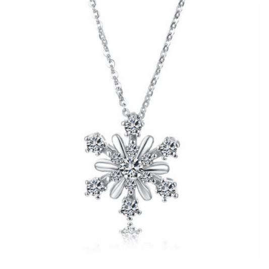 Damen Halskette mit Schneeflocken Anhänger aus 925er Silber