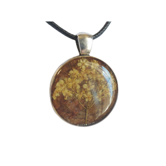 Natürlicher Blumenanhänger, handgefertigter Epoxidschmuck