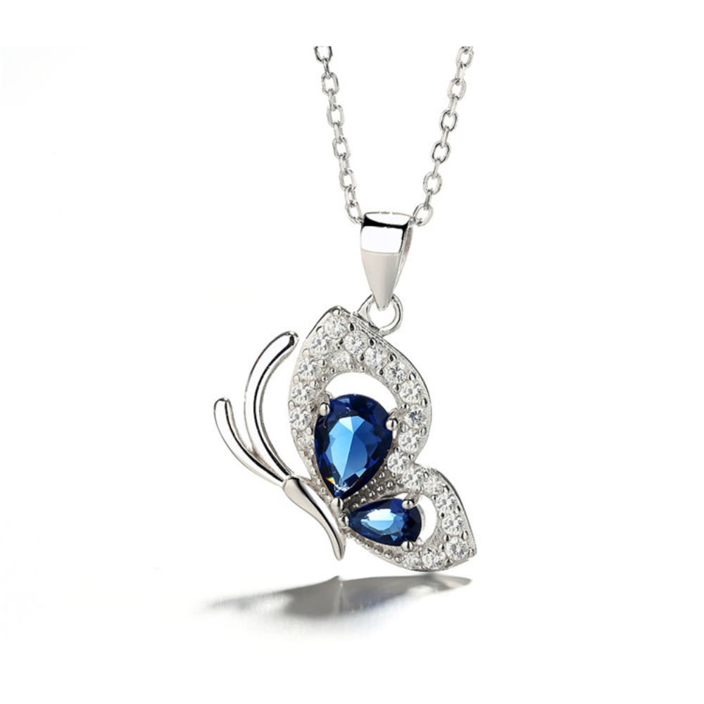 Damen Halskette mit Schmetterling Anhänger aus 925 Sterling Silber