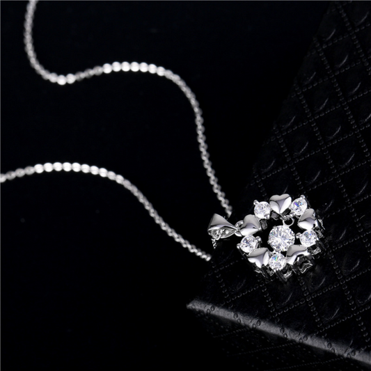 Damenhalskette, 925 Sterling Silber Halskette mit rundem Anhänger