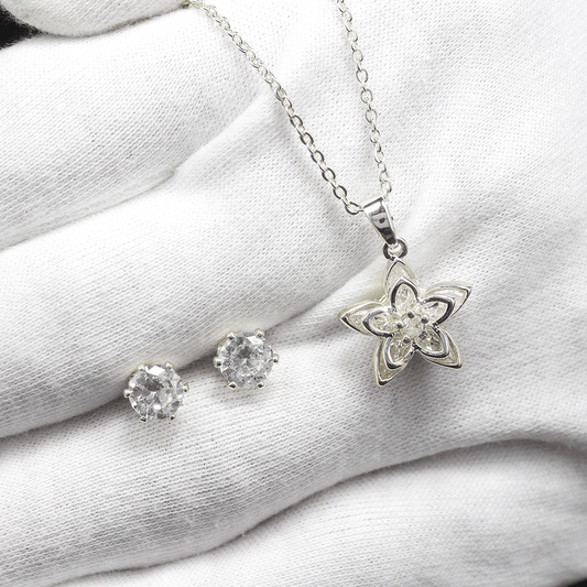 Damen Schmuckset , Klassisch mit Kristallen,Halskette,Ohrring