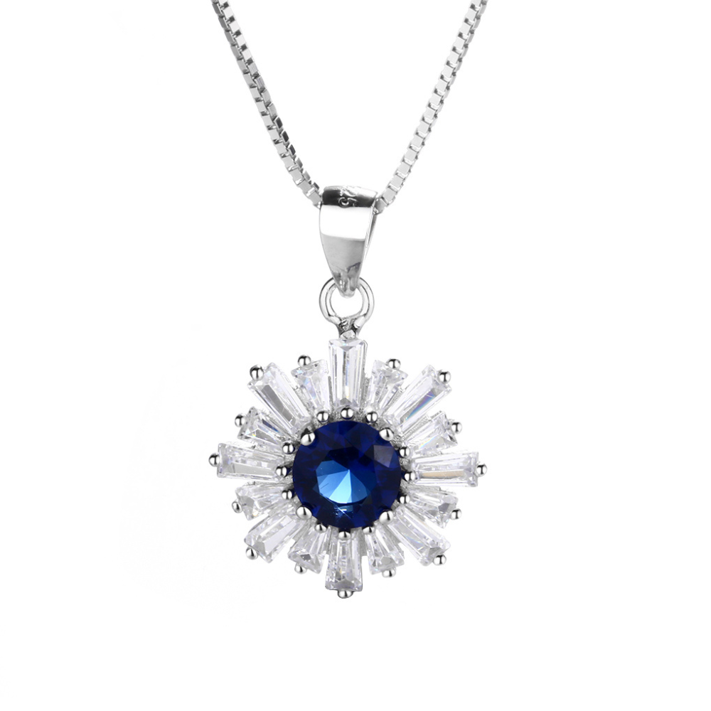 Damen Halskette, 925 Sterling Silber Runder Anhänger ,Halskette