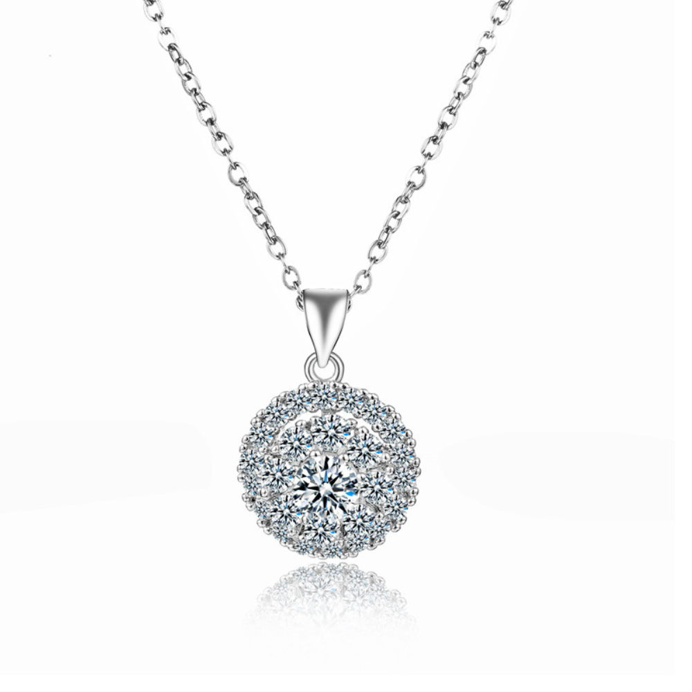925 Sterling Silber Runde Anhänger Halskette -Modeschmuck für Frauen