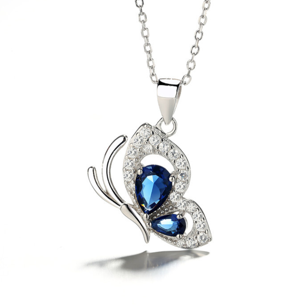 Damen Halskette mit Schmetterling Anhänger aus 925 Sterling Silber