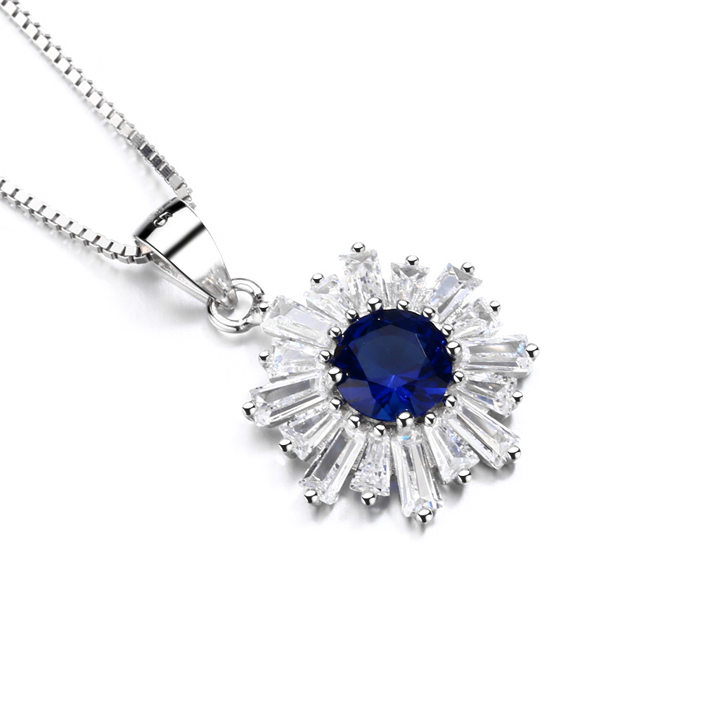 Damen Halskette, 925 Sterling Silber Runder Anhänger ,Halskette