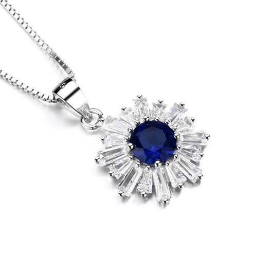 Damen Halskette, 925 Sterling Silber Runder Anhänger ,Halskette