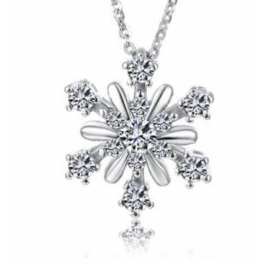 Damen Halskette mit Schneeflocken Anhänger aus 925er Silber