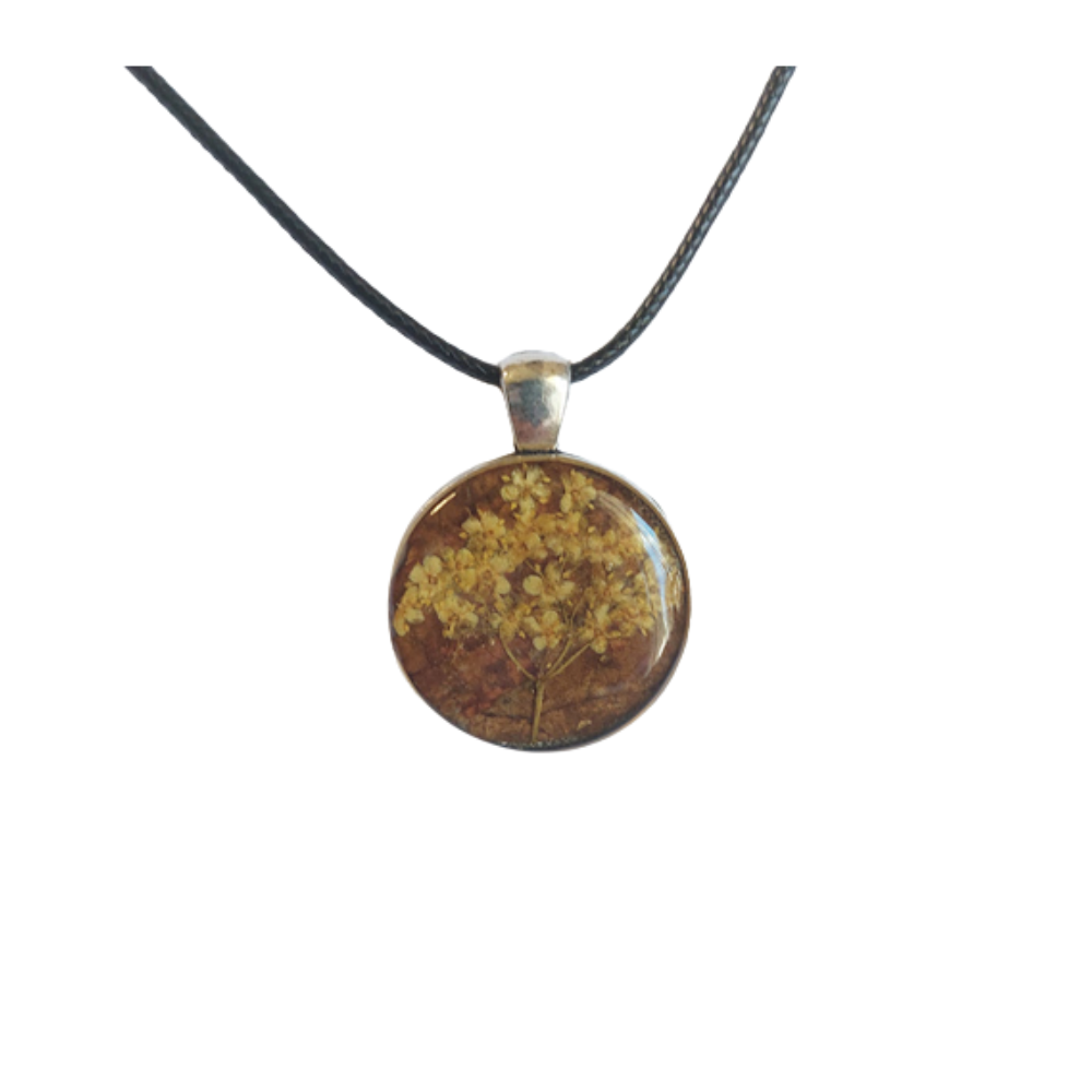 Natürlicher Blumenanhänger, handgefertigter Epoxidschmuck