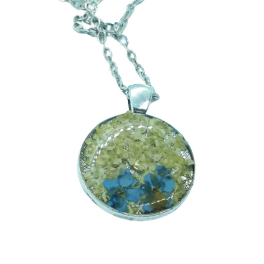 Natürlicher Blumenanhänger, handgefertigter Epoxidschmuck