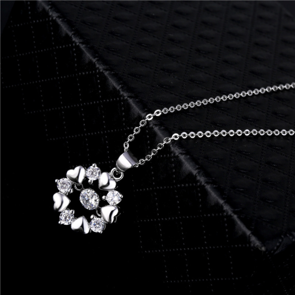 Damen Halskette ,925 Sterling Silber Runder Anhänger Halskette