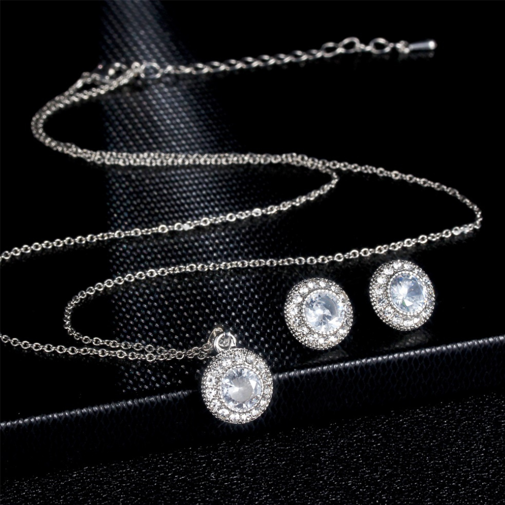 Damen Schmuckset, Basic mit Kristallen,Schmuckset für die moderne Frau.