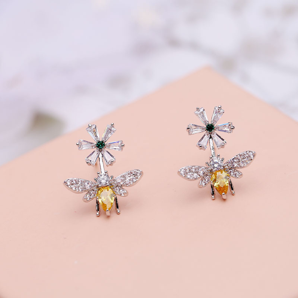 Damen Ohrringe 925 Sterling Silber Ohrstecker Maus Ohrringe Stecker mit Zirkonias