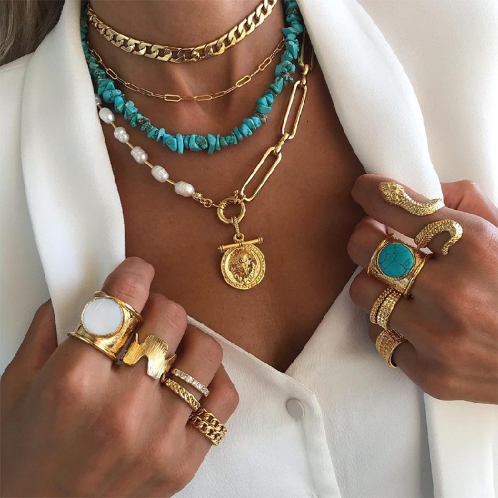 Modedesigner Charm Gold Schmuck: Einzigartige Halsketten für Damen