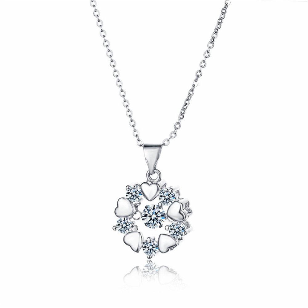 Damen Halskette ,925 Sterling Silber Runder Anhänger Halskette