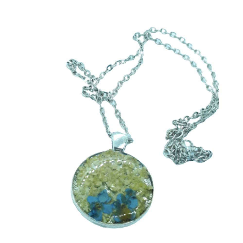 Natürlicher Blumenanhänger, handgefertigter Epoxidschmuck