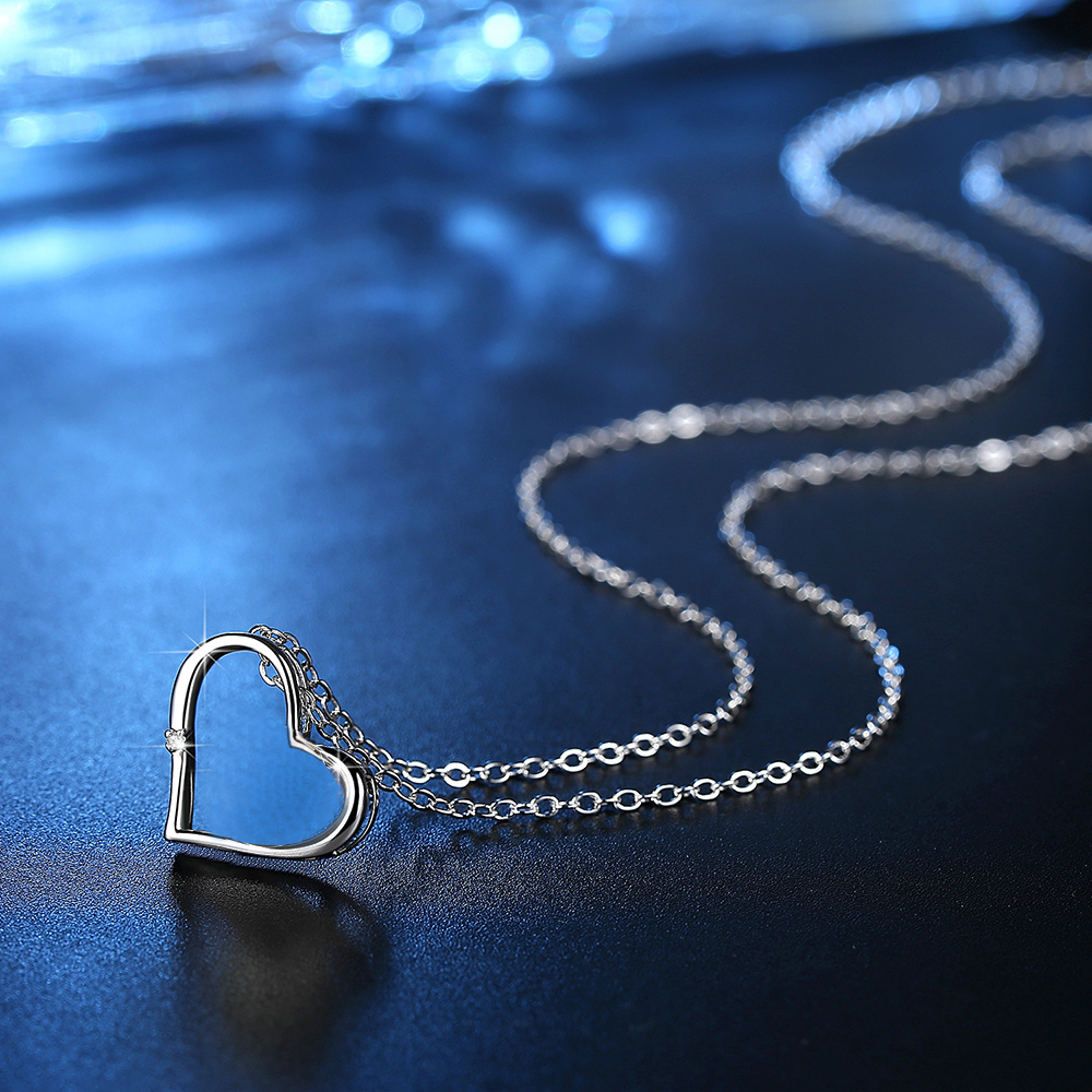 Damen-Halskette aus 925 Sterling Silber mit Herz Anhänger