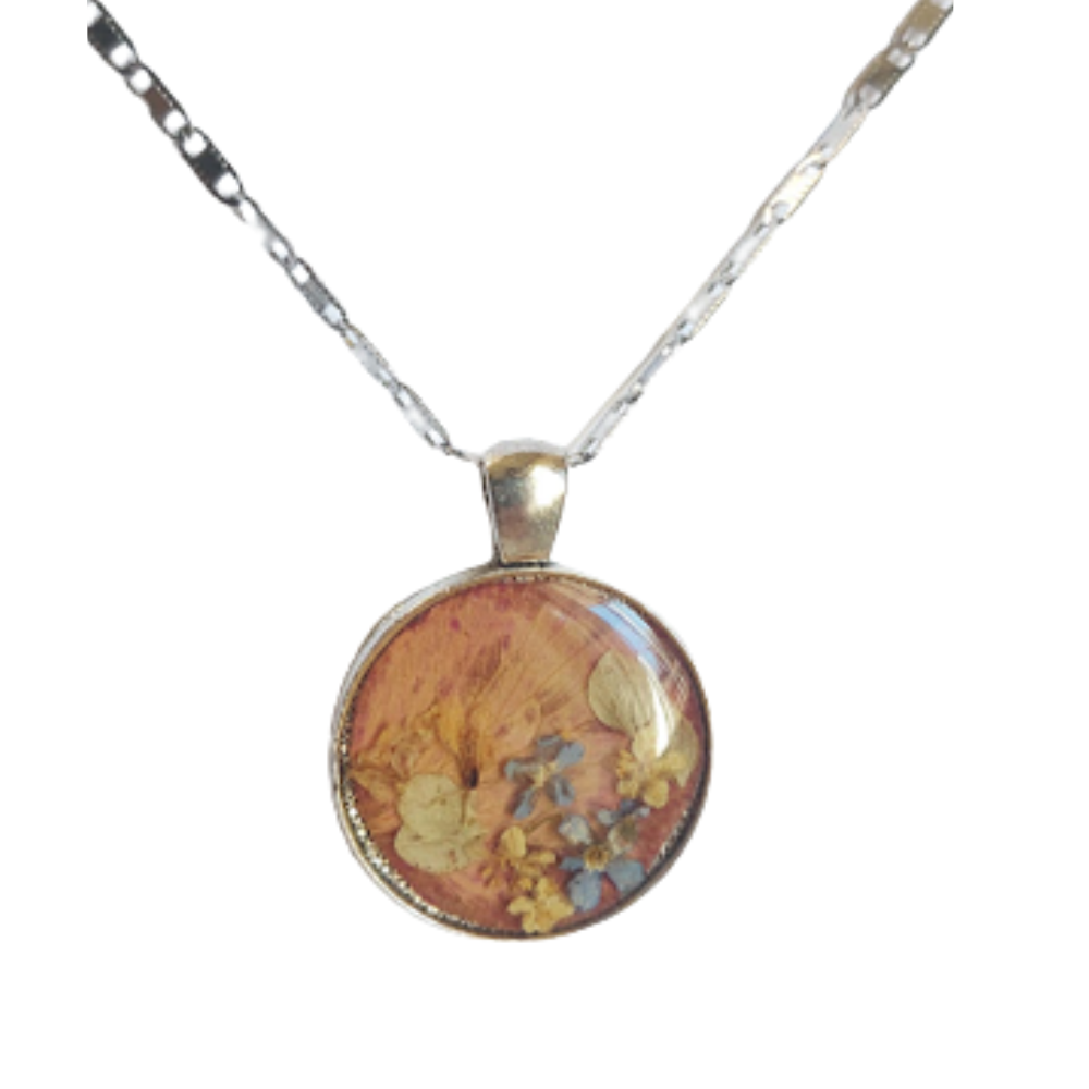 Natürlicher Blumenanhänger, handgefertigter Epoxidschmuck