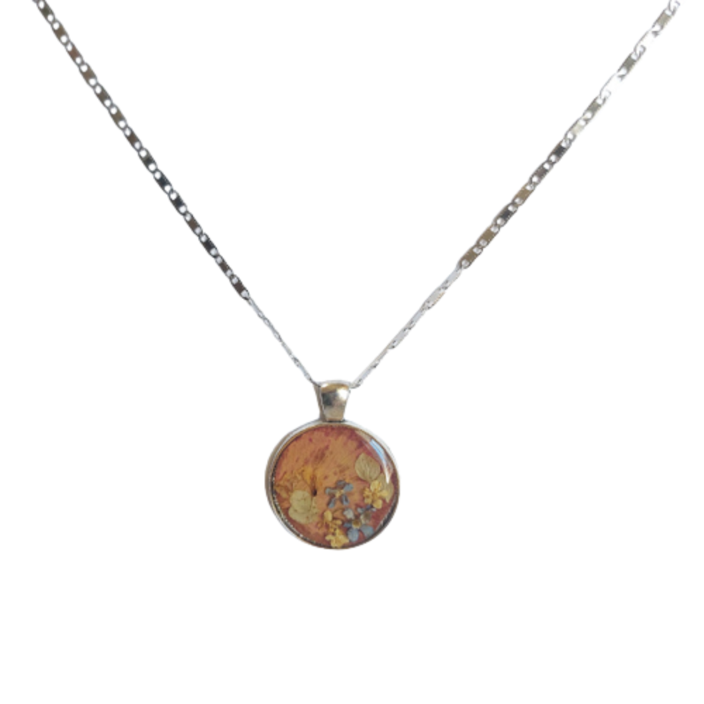 Natürlicher Blumenanhänger, handgefertigter Epoxidschmuck
