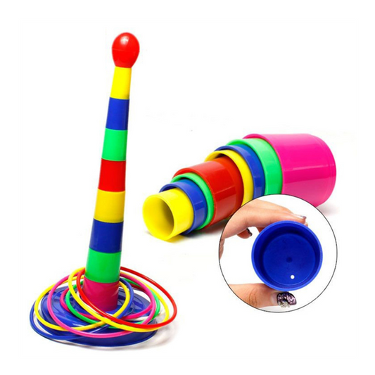 Interaktives Stapelbecher-Ringwurfspiel für Kinder