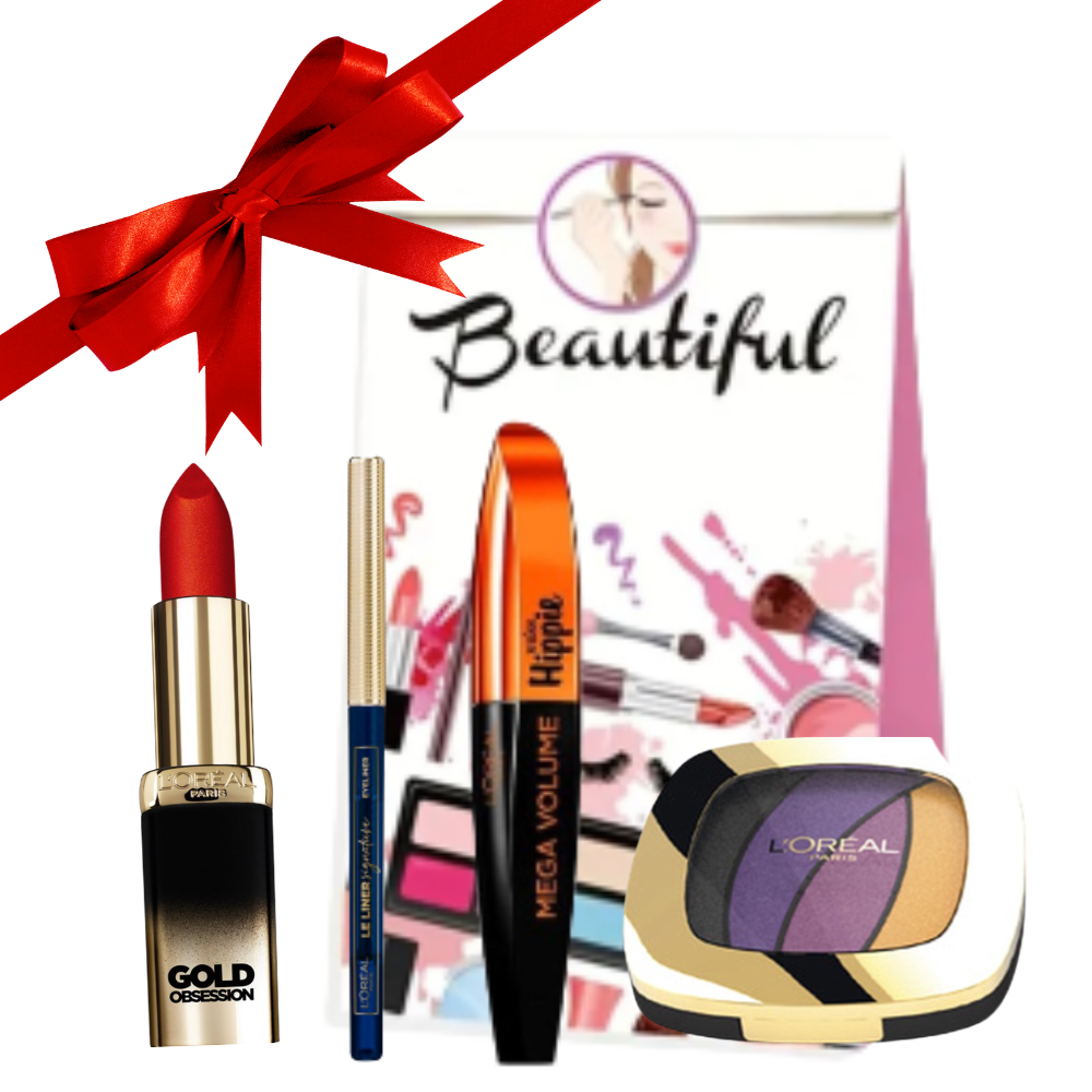 L'Oréal Paris Make-up Set mit Mascara , Eyeliner ,Lippenstift und Lidschatten