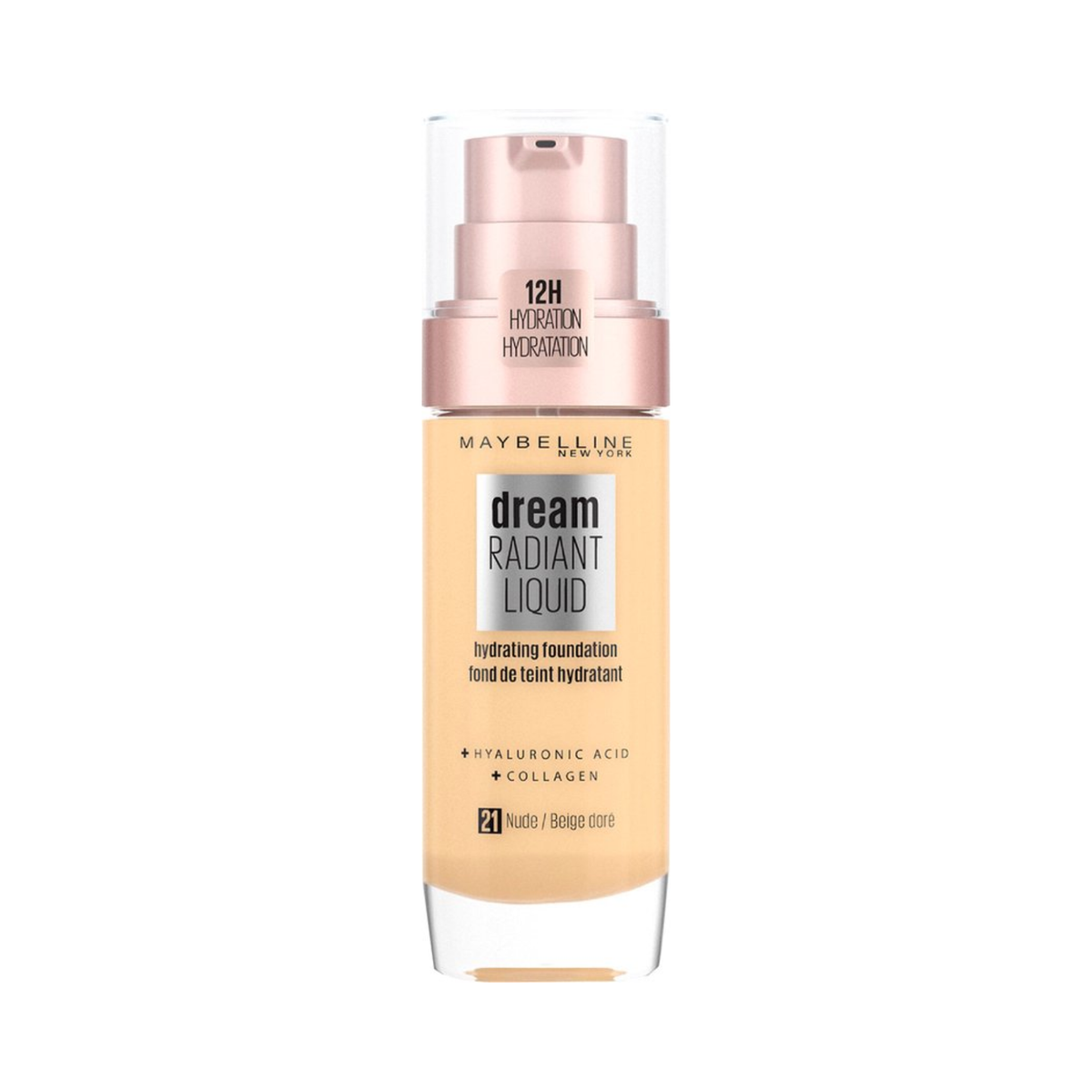 Maybelline New York - Dream Radiant Liquid - 21 Nude Beige - Foundation Geschikt voor de Droge Huid met Hyaluronzuur - 30 ml