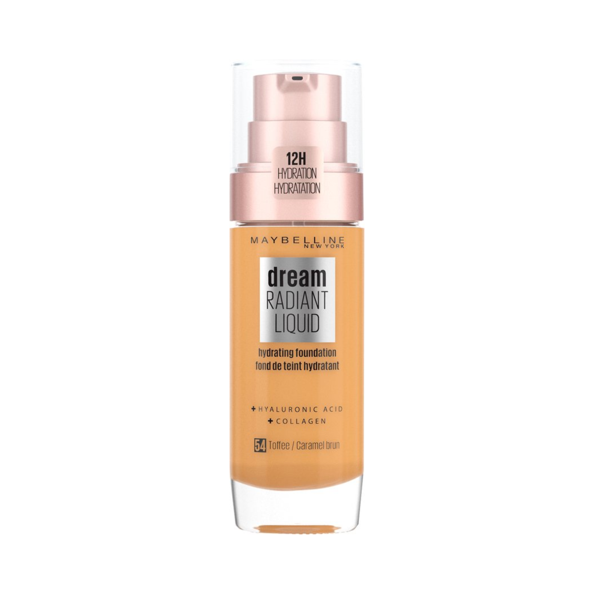 Maybelline New York - Dream Radiant Liquid - 54 Toffee - Foundation Geschikt voor de Droge Huid met Hyaluronzuur - 30 ml